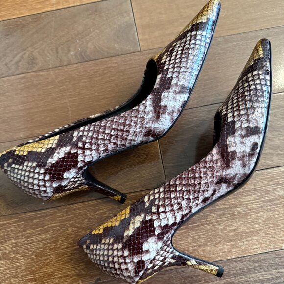 ANINE BING Devon Pumps Leather Python Snakeskin Heels 37 Never Worn - Picture 6 of 8